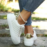 Women's Trainers - Quilted Pattern with Platform Sole