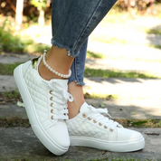 Women's Trainers - Quilted Pattern with Platform Sole