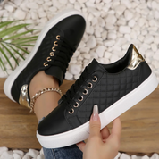 Women's Trainers - Quilted Pattern with Platform Sole