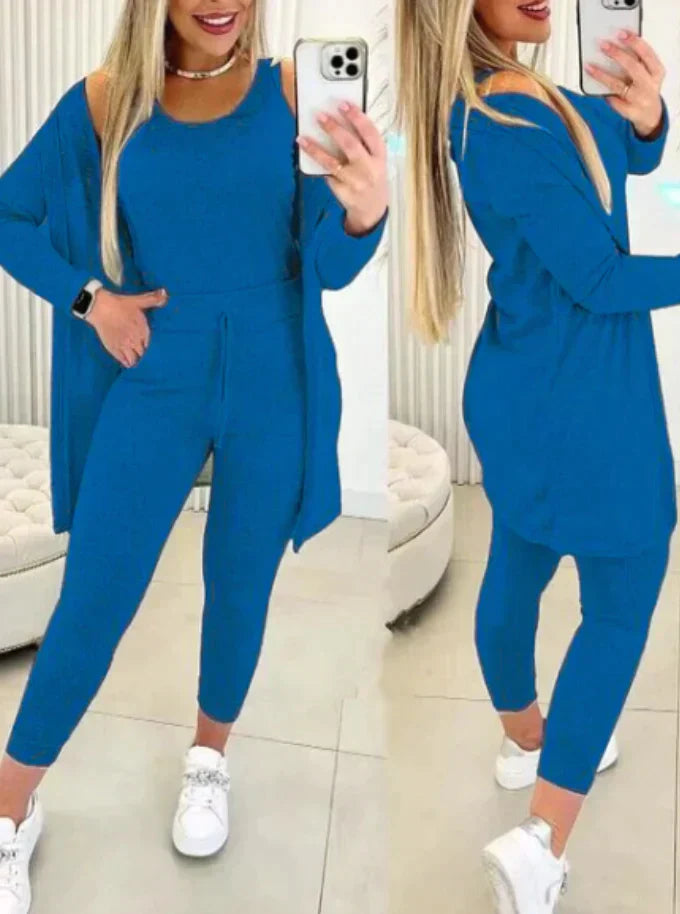Women's Three-Piece Set - Cardigan, Tank Top & Leggings