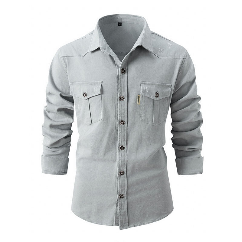 Men's Cargo Shirt - Button-Down with Chest Pockets