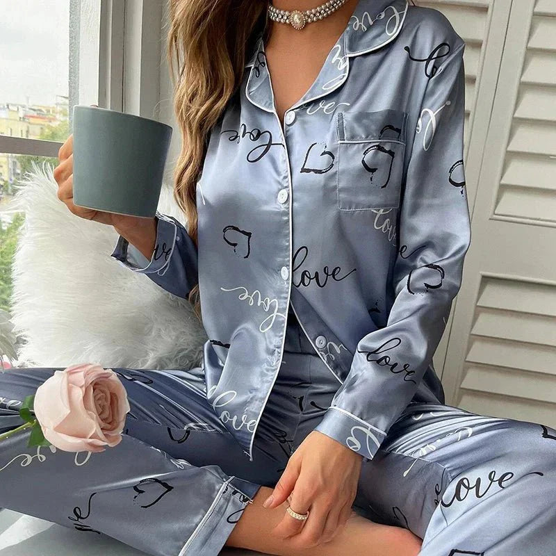 Shiela - Flamingo Print Pajama Set for Women