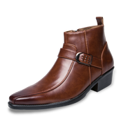 Men's Ankle Boots - Tapered Toe with Buckle Detail