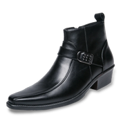 Men's Ankle Boots - Tapered Toe with Buckle Detail