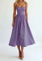 Wedding Guest Dress, Elegant Corset Midi Dress for Women - White, Light Blue, Pink, Purple