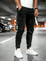 Men's Cargo Trousers - Drawstring Waist and Cuffed Ankles