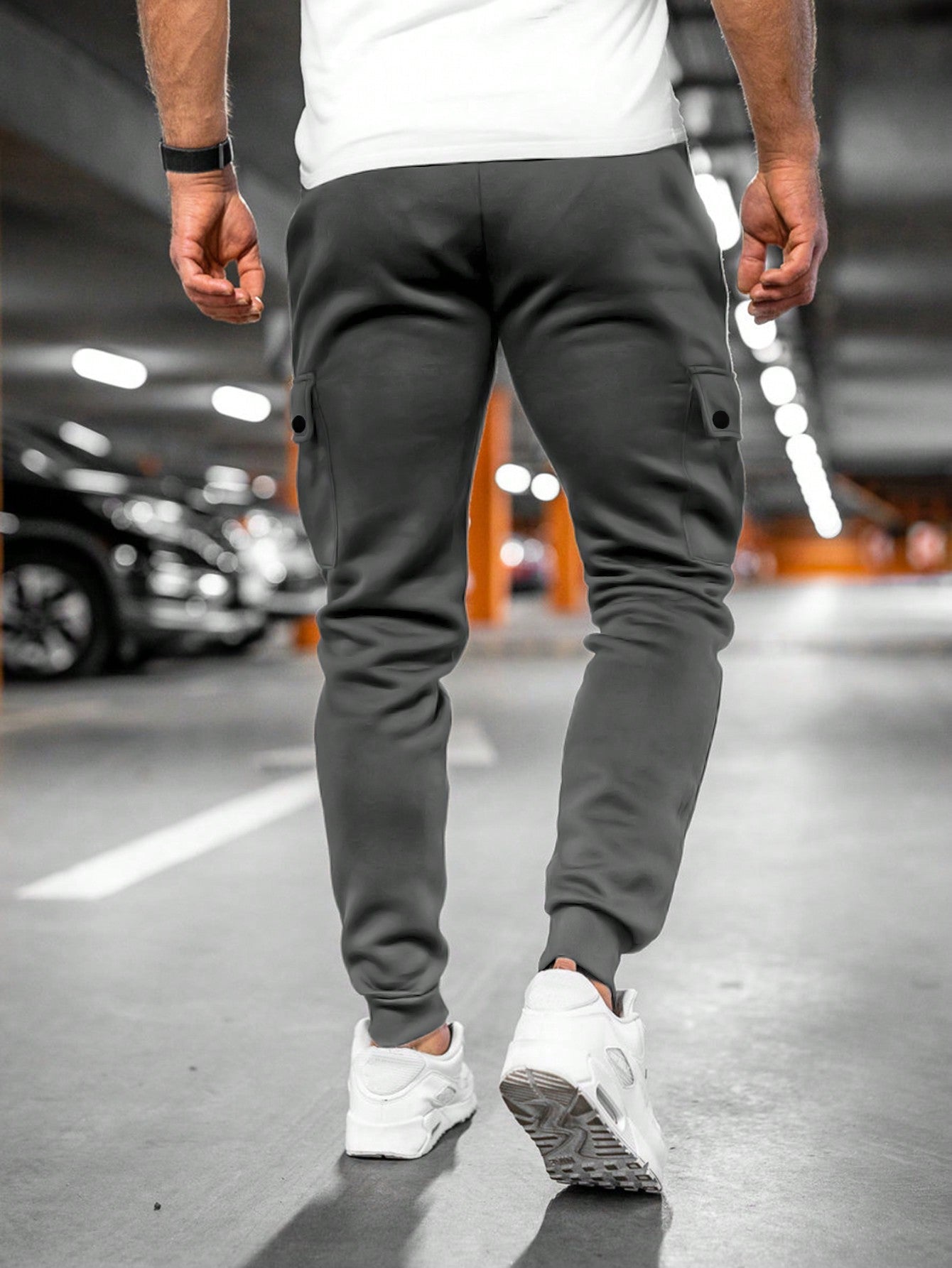 Men's Cargo Trousers - Drawstring Waist and Cuffed Ankles