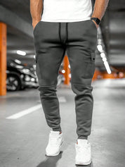 Men's Cargo Trousers - Drawstring Waist and Cuffed Ankles