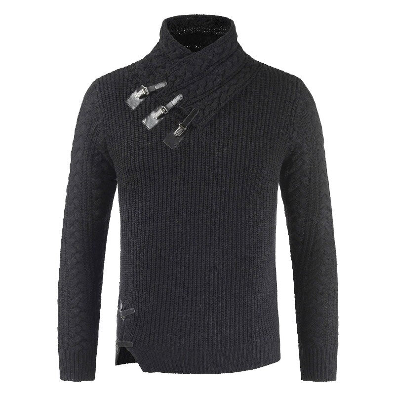 Men's Jumper - Funnel Collar with Toggle Details