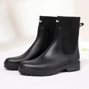 Women's Ankle Rain Boots - Quilted Knit Slip-On Design