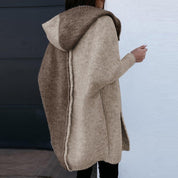 Women's Two-Tone Knitted Cardigan - Long Oversized Hoodie