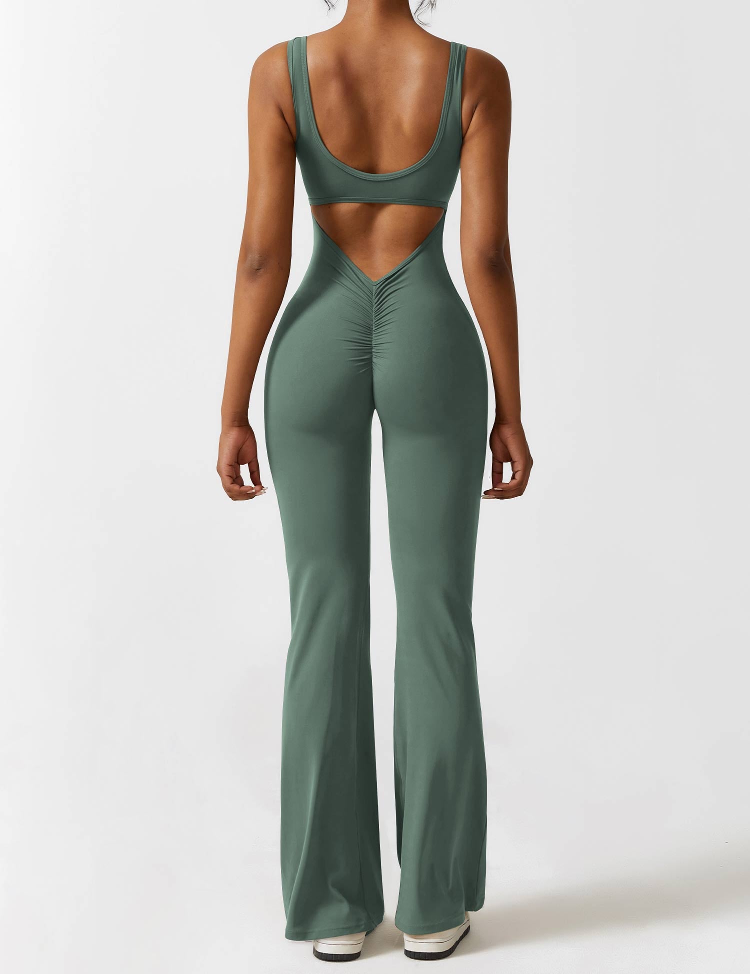 Flattering V Back Flared Jumpsuit for Women | Livia