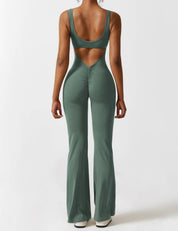 Flattering V Back Flared Jumpsuit for Women | Livia