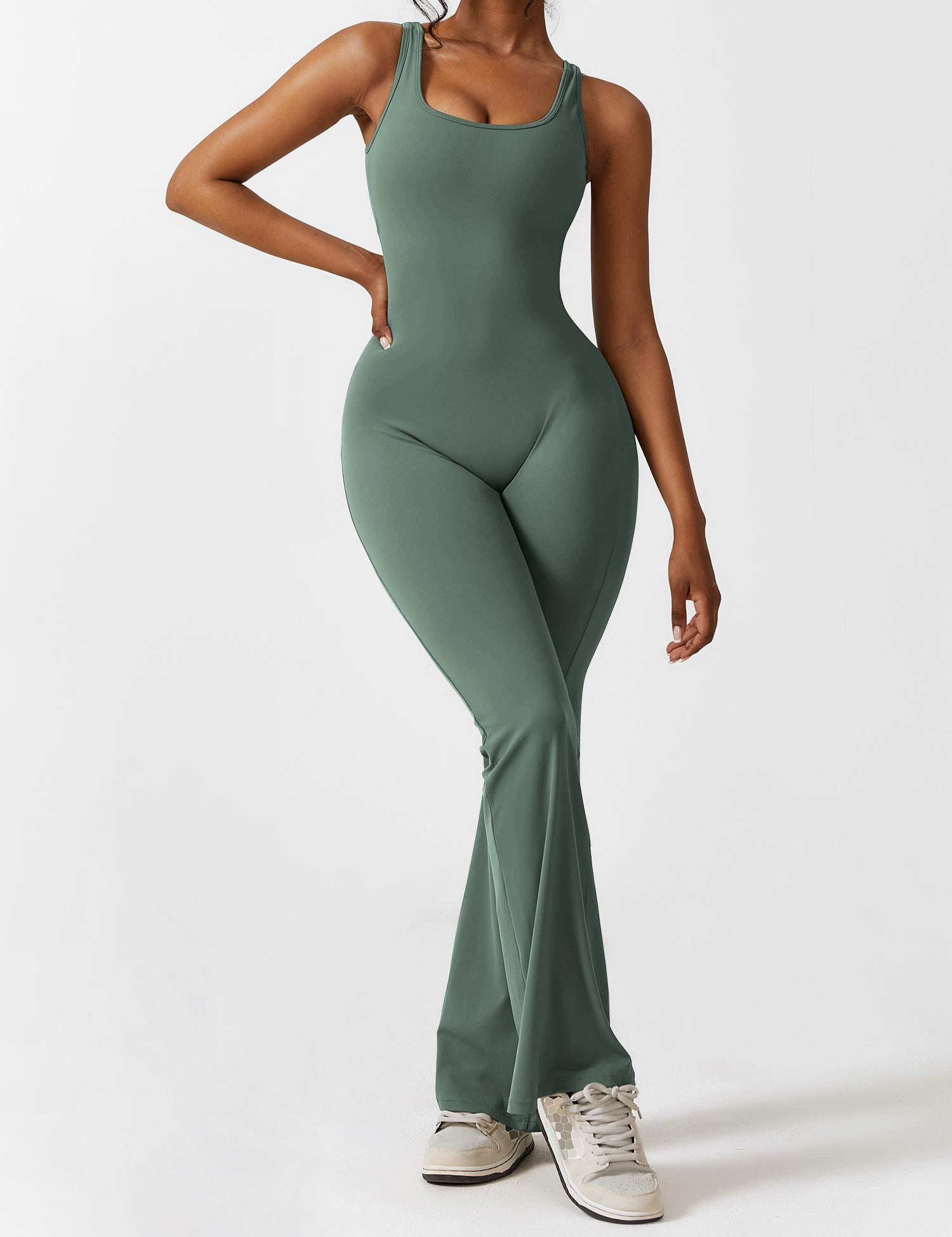 Flattering V Back Flared Jumpsuit for Women | Livia