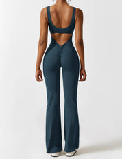 Flattering V Back Flared Jumpsuit for Women | Livia