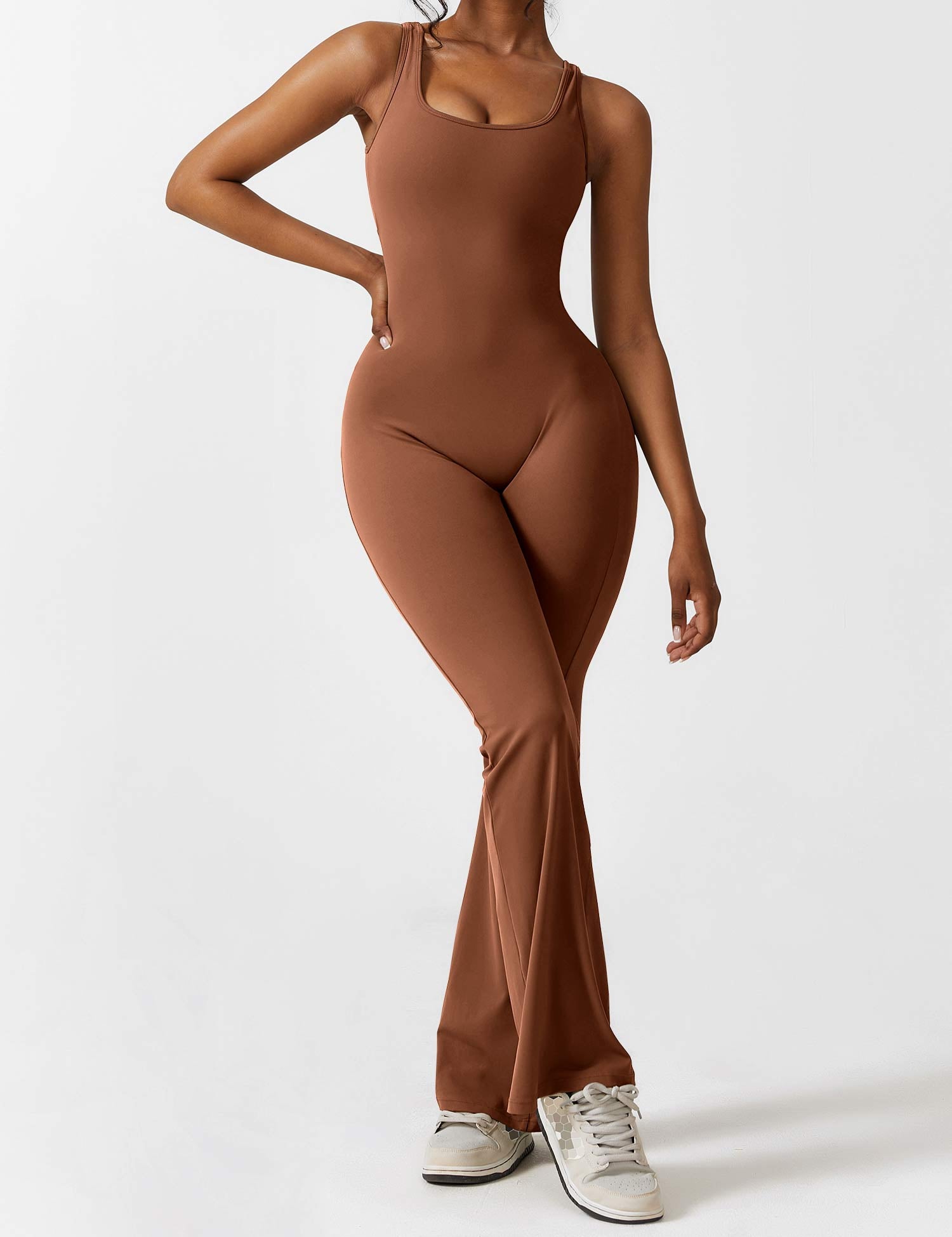Flattering V Back Flared Jumpsuit for Women | Livia
