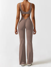 Flattering V Back Flared Jumpsuit for Women | Livia