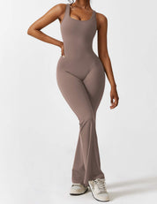 Flattering V Back Flared Jumpsuit for Women | Livia