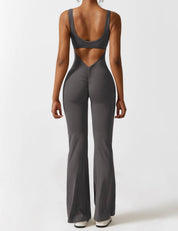 Flattering V Back Flared Jumpsuit for Women | Livia