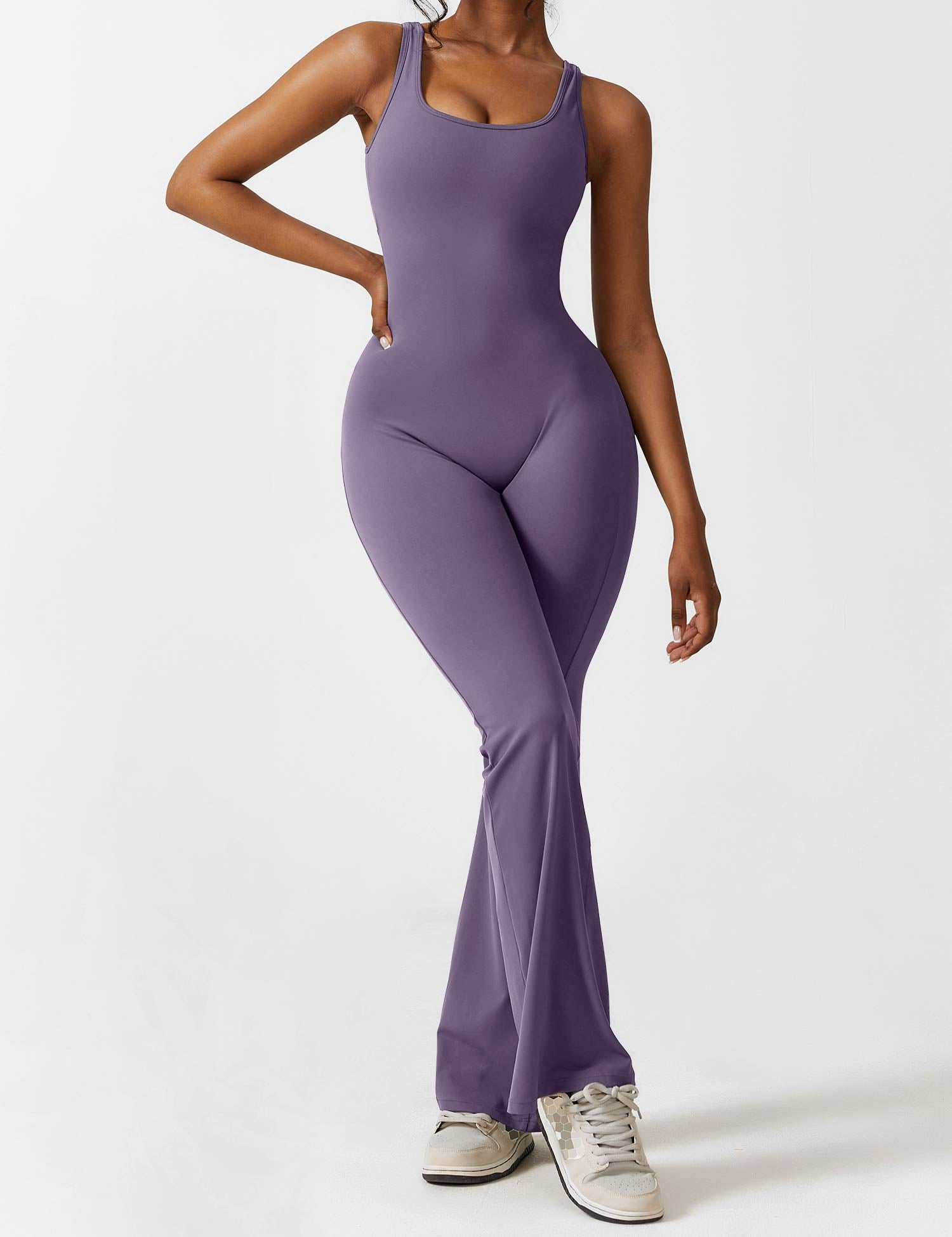 Flattering V Back Flared Jumpsuit for Women | Livia