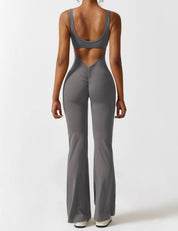 Flattering V Back Flared Jumpsuit for Women | Livia