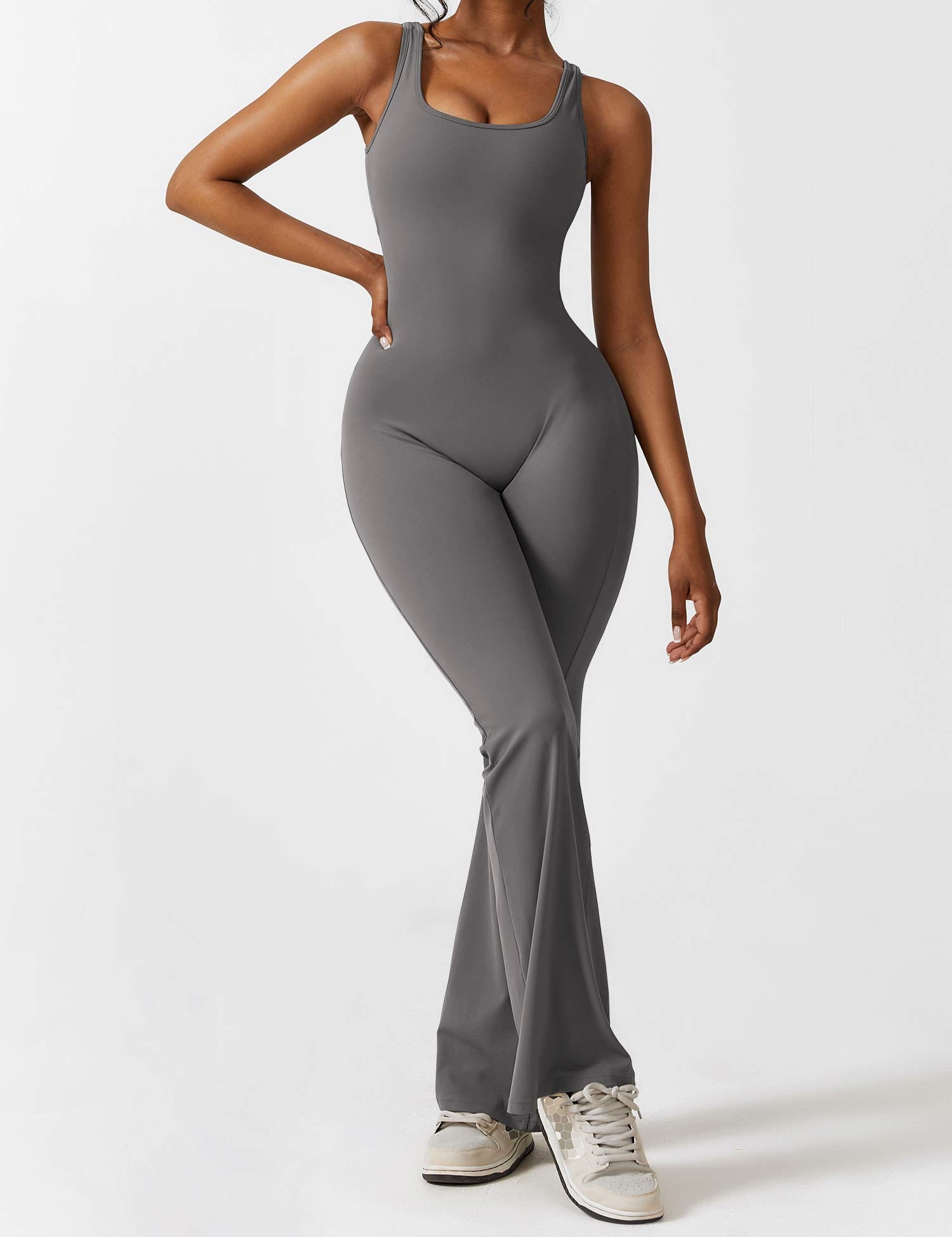 Flattering V Back Flared Jumpsuit for Women | Livia