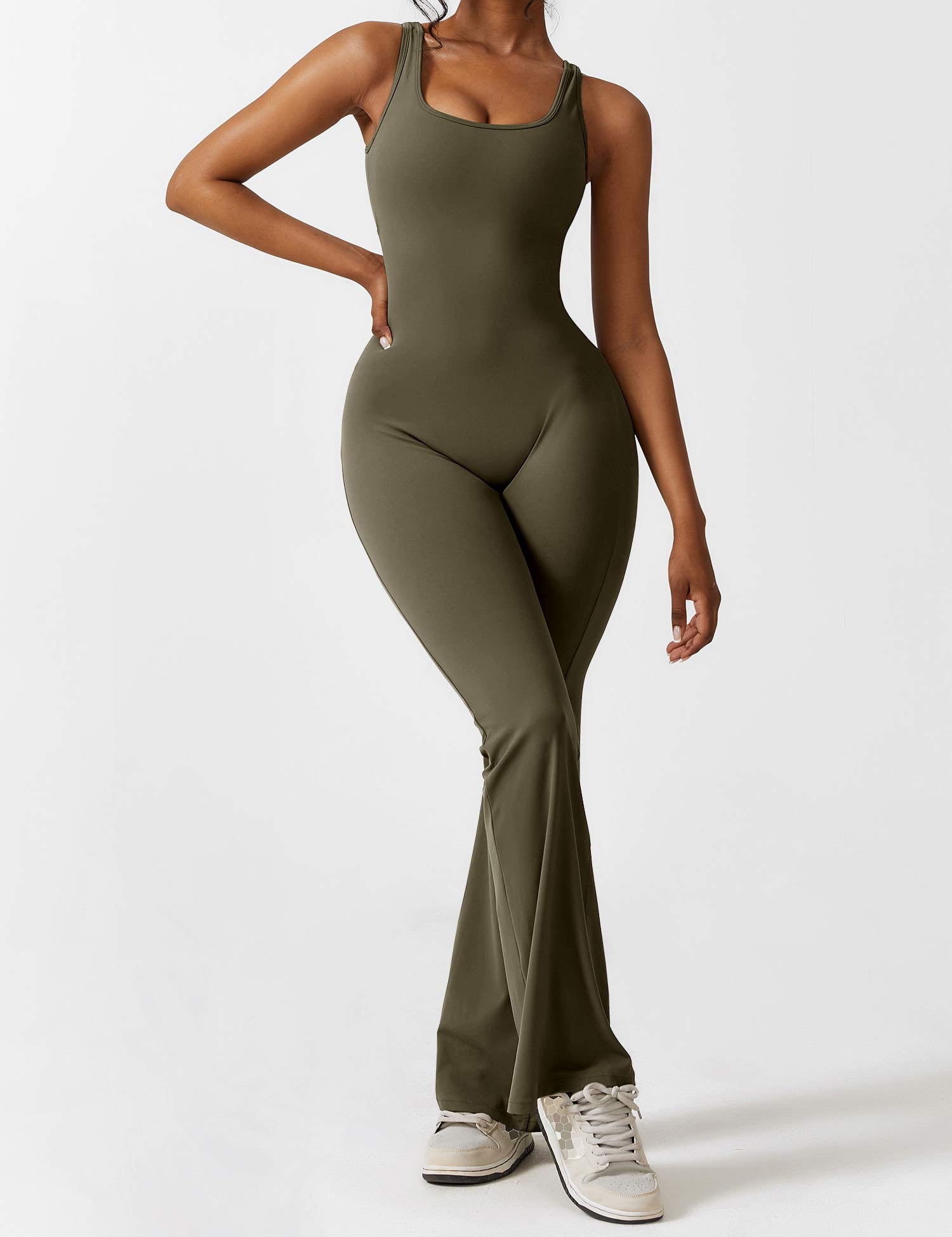 Flattering V Back Flared Jumpsuit for Women | Livia