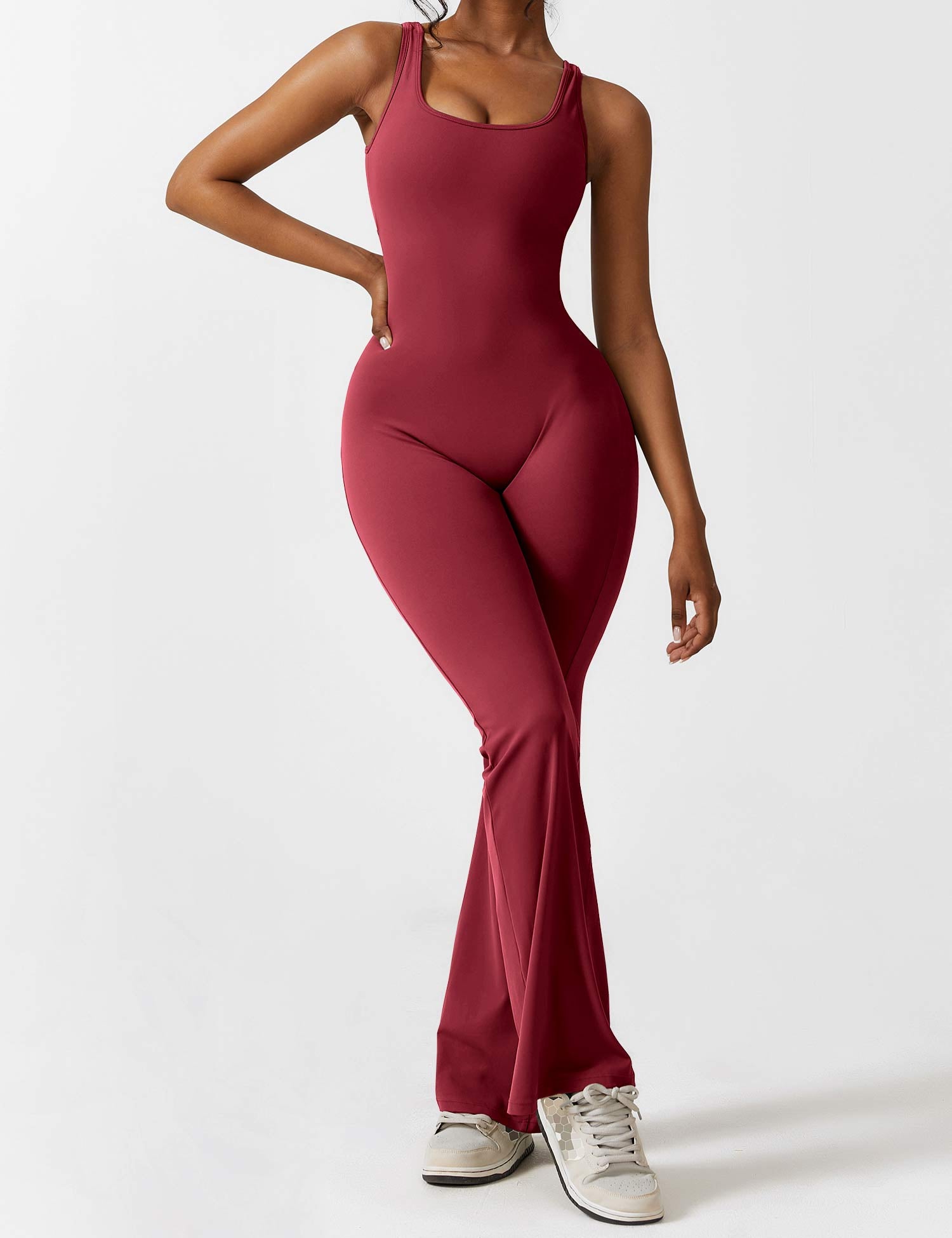 Flattering V Back Flared Jumpsuit for Women | Livia