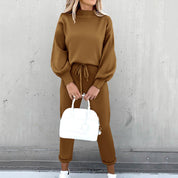 Women's Loungewear Set - Long Sleeve Top & Drawstring Trousers
