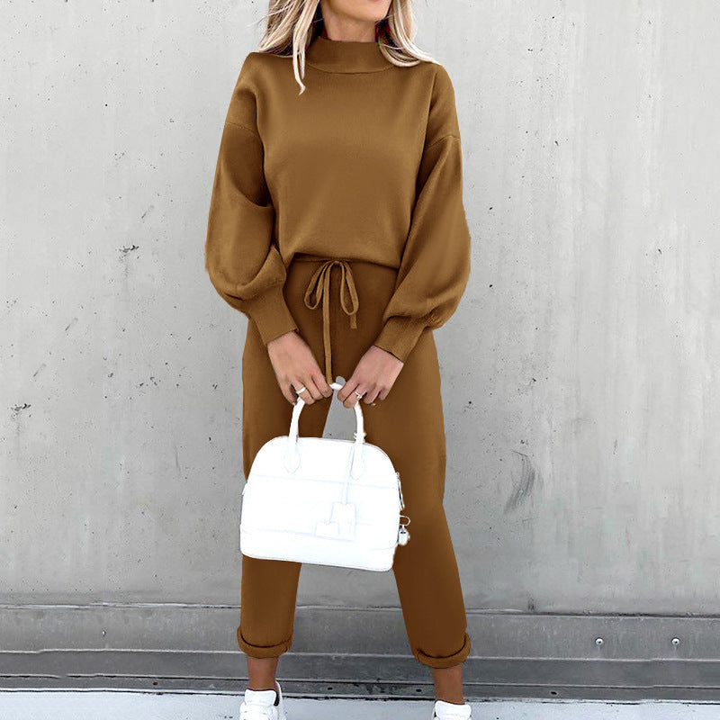 Women's Loungewear Set - Long Sleeve Top & Drawstring Trousers