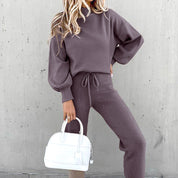 Women's Loungewear Set - Long Sleeve Top & Drawstring Trousers