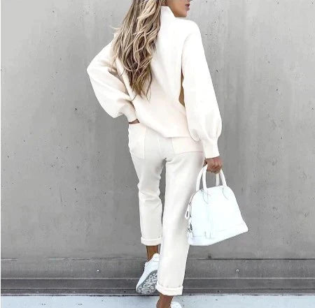 Women's Loungewear Set - Long Sleeve Top & Drawstring Trousers