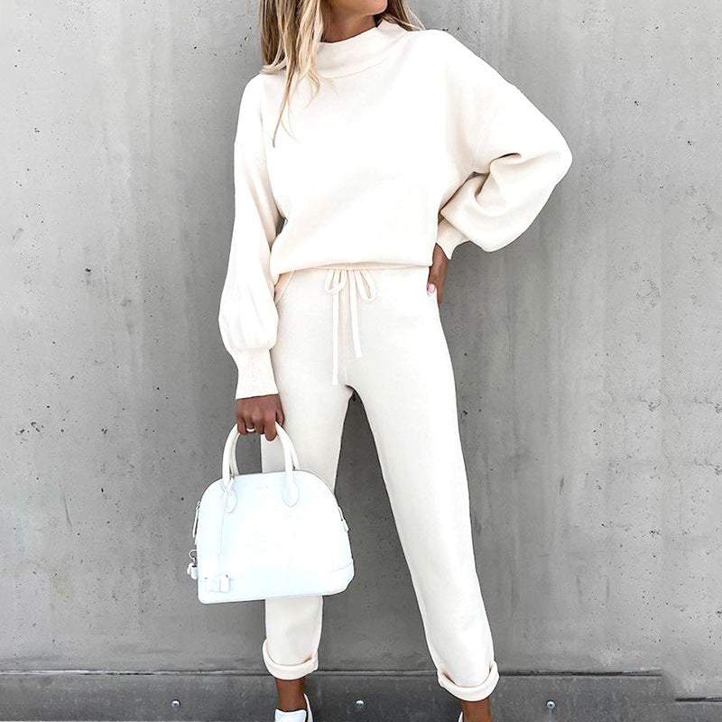 Women's Loungewear Set - Long Sleeve Top & Drawstring Trousers