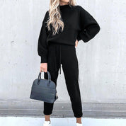 Women's Loungewear Set - Long Sleeve Top & Drawstring Trousers