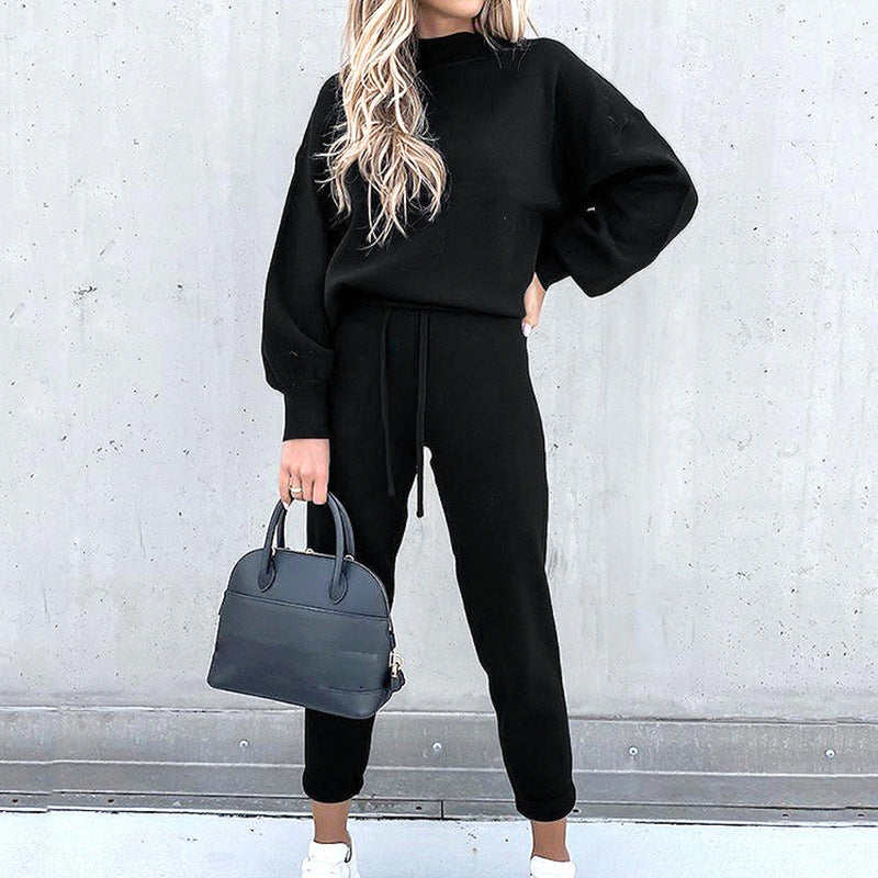 Women's Loungewear Set - Long Sleeve Top & Drawstring Trousers