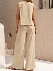 Women's Casual Two-Piece Top & Trousers Set - Versatile Summer