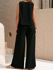 Women's Casual Two-Piece Top & Trousers Set - Versatile Summer