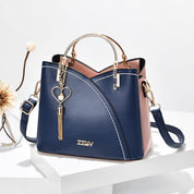 Women's Handbag - Colour-Block with Metal Handles